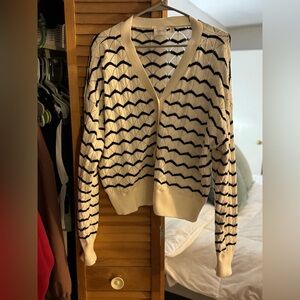 Cyrus Black and White Chevron Cardigan